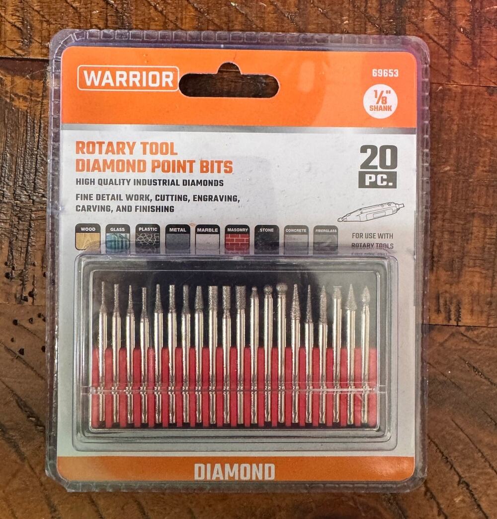 New Warrior Rotary Tool Diamond Point Bits 69653 1/8" Shank